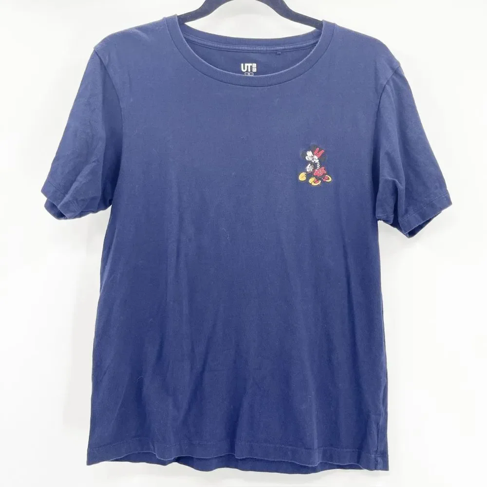 Uniqlo Mickey Manga Art Graphic T Shirt Women's Size S Navy Blue Disney - Picture 2 of 6